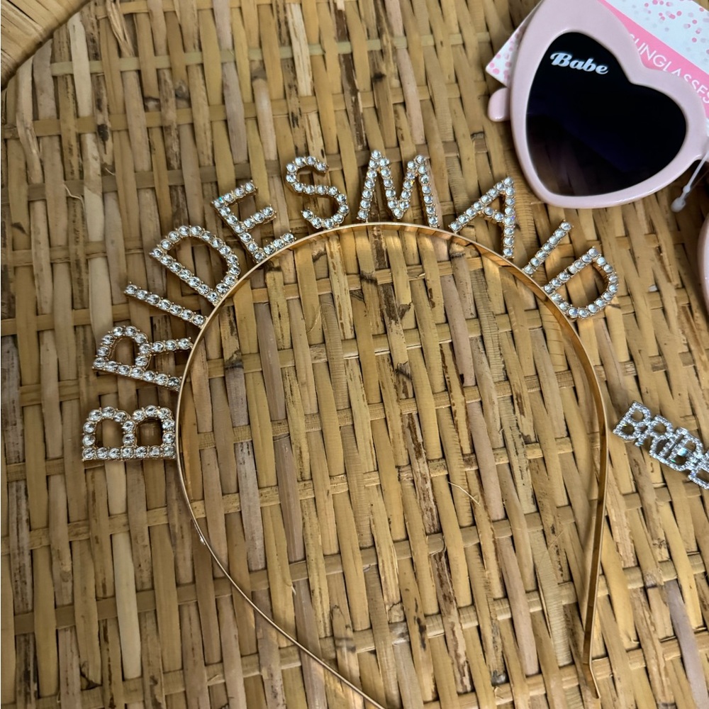 Bridesmaid Headband and Sunglasses Set - Pink and Gold🎀 - Picture 2 of 4